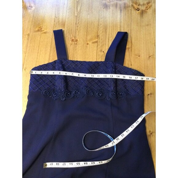 Vintage Cachet Evening Gown Navy Blue Sleeveless Maxi Dress With Jacket Size 16 - Picture 7 of 9